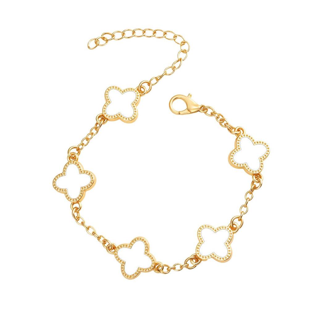 Four-Leaf Clover Bracelet: Elegant Women's Jewelry with a European and American Flair.