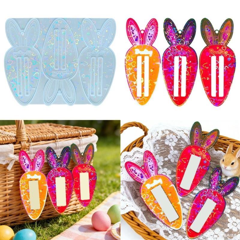Carrot Shape Hair Clip Mold Small Hair Accessories Moulds Silicone Texture Suitable for Home and School Workshops