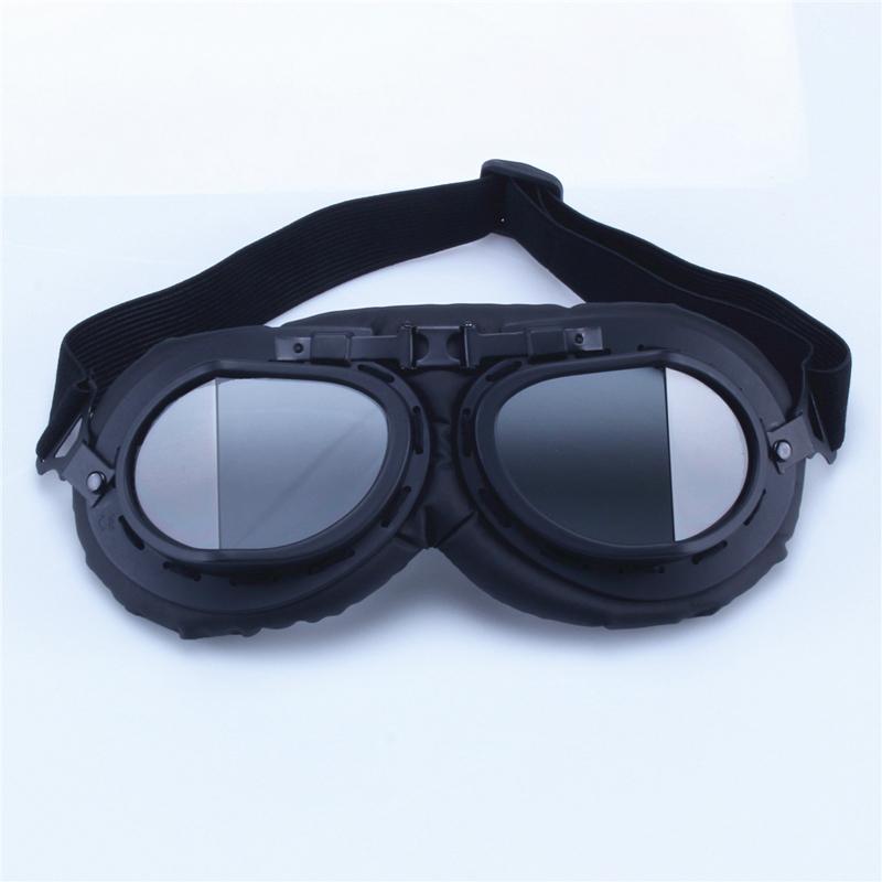 Steampunk Black Motorcycle Flying Goggles Vintage Pilot Biker Eyewear Helmet Protective Gear Glasses for Motorbike