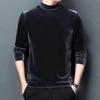 Men's Golden Velvet Hoodie: Winter Warm Long-Sleeve Casual Pullover with Half-high Collar