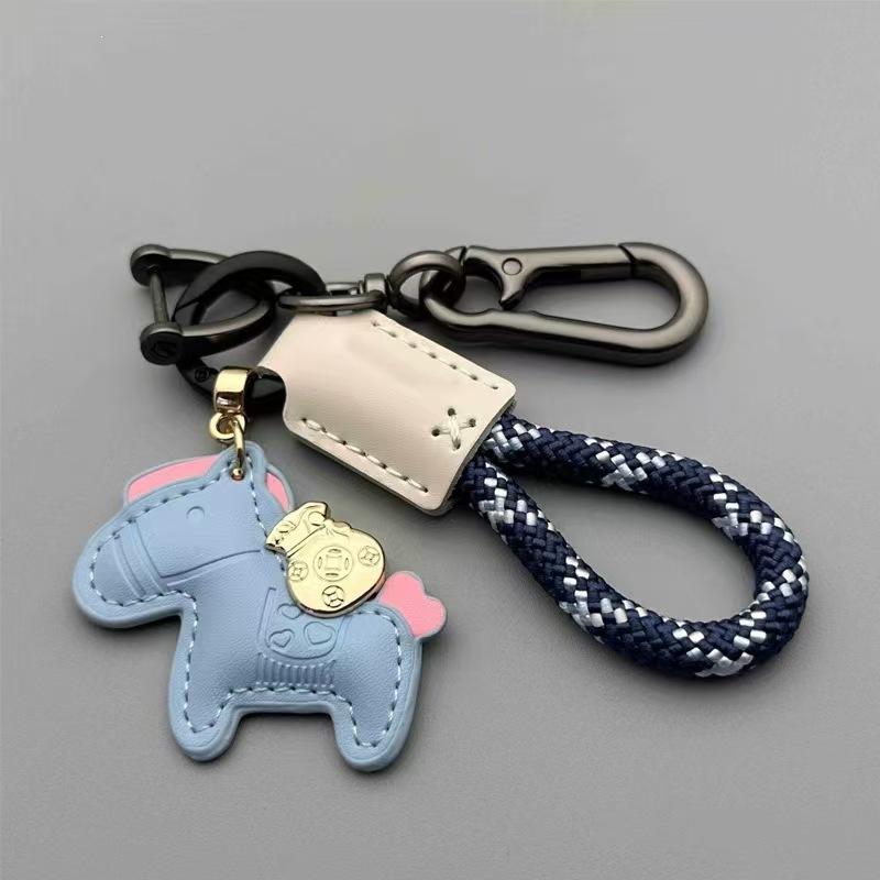 Leather Car Keychain Personalize Key Chains Ring Men's and Women's Bag Woven Rope Keyring