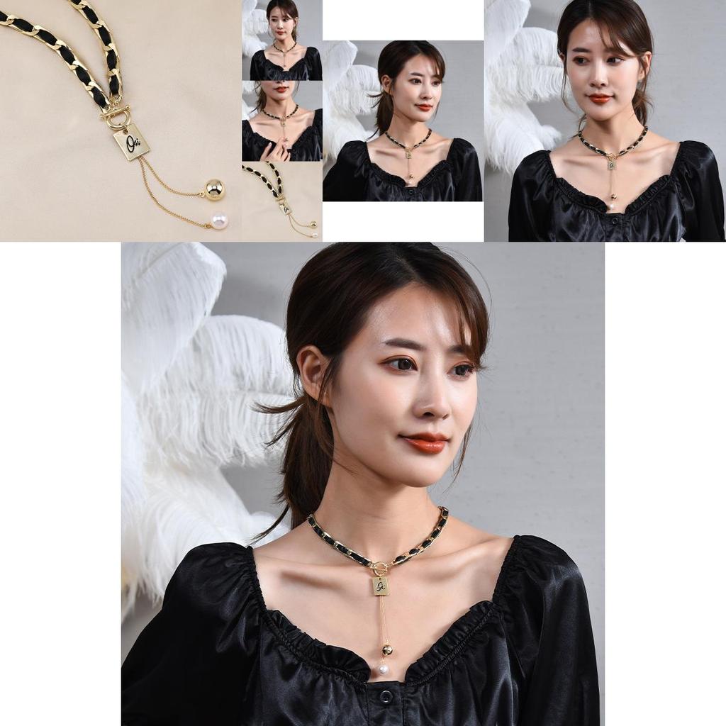 Elegant Korean Style Y Shaped Pearl Necklace For Women Vintage Woven Fashion Accessory
