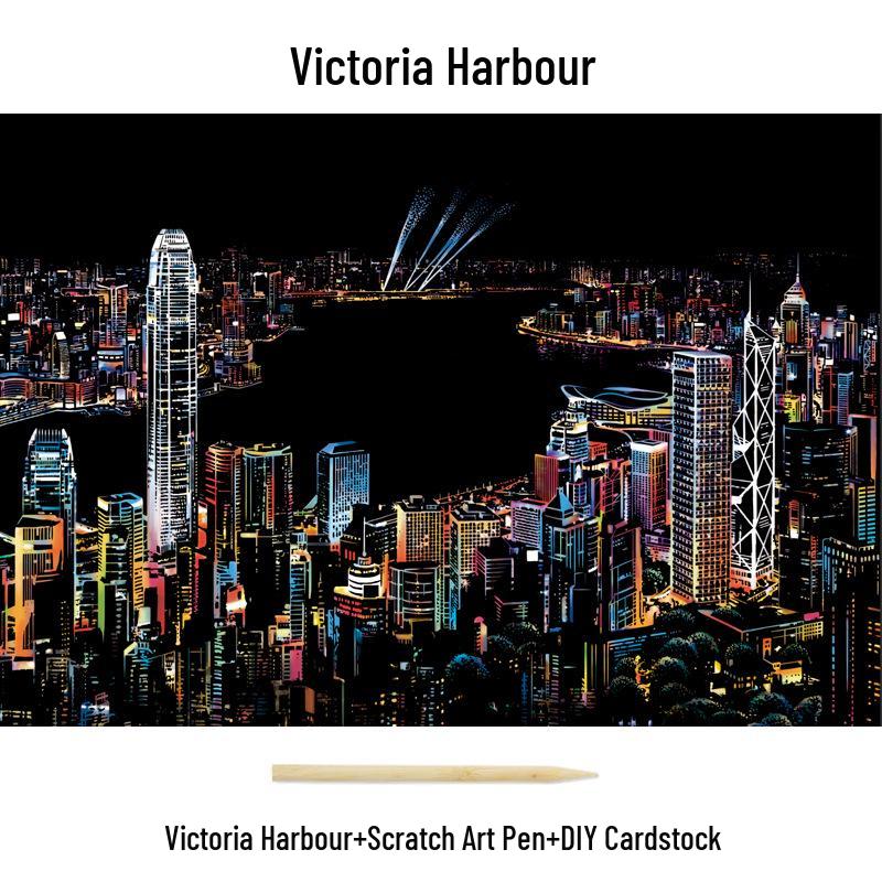 City Night View Scratch Art – DIY Kreatives Handgemachtes Malen Geschenk für Beste Freundin
