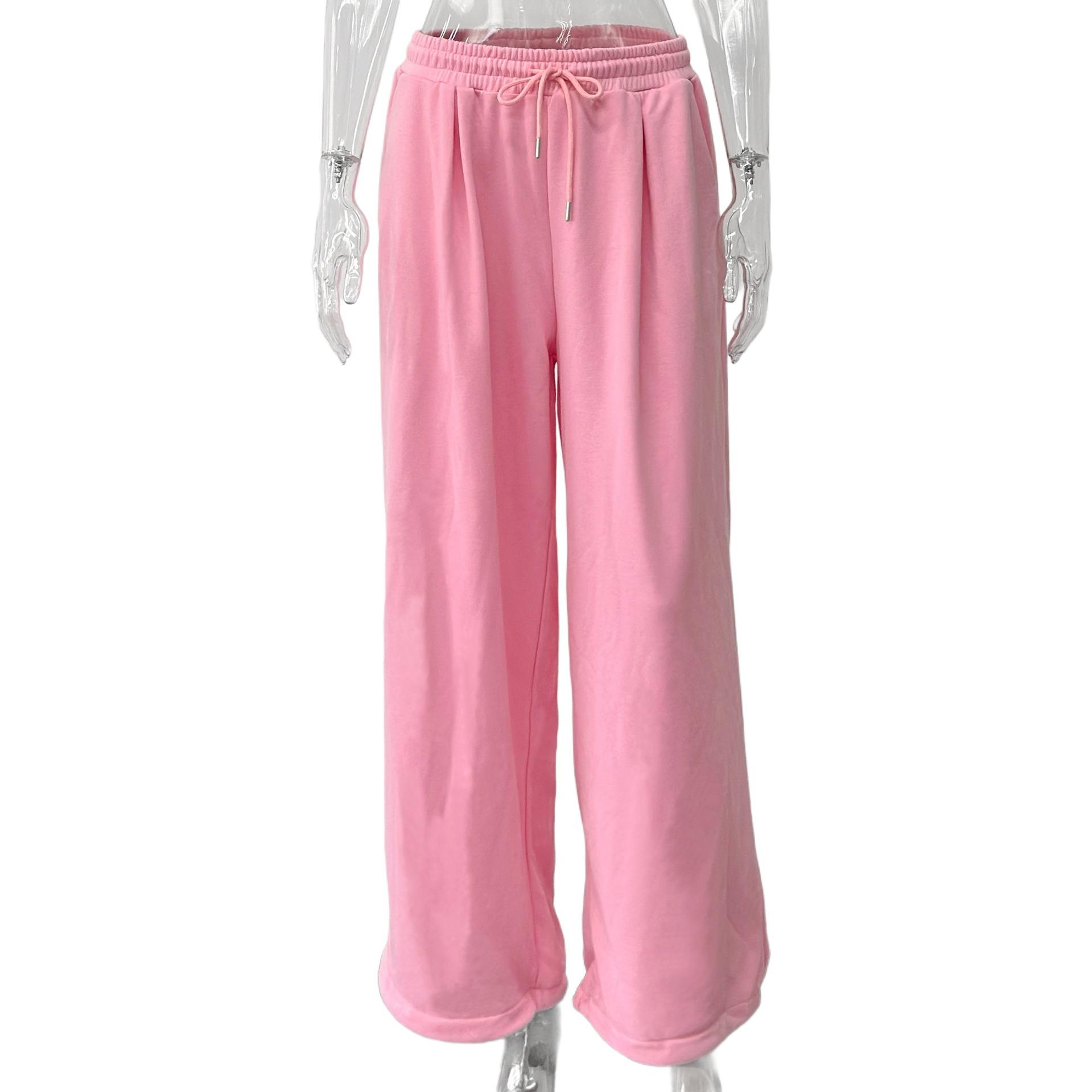 

Autumn Winter Casual Loose Long Sweatpants High Waist Drawstring Sports Pants for Women New Style with Adjustable Cuffs S