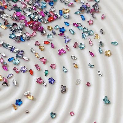 1440Pcs Multi-shape Mixed Resin Rhinestones Nail Charms Flat Back Diamonds Gems DIY Decorations
