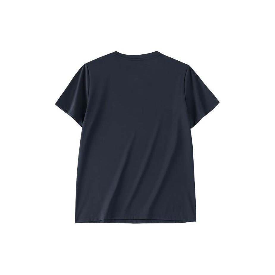 Anta Solid Color Round Neck Pullover Short Sleeve T-Shirt Women Tops Night-Sea-Black 162320153-2