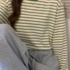 This Thin, Round-neck, Loose, Slimming, Versatile Long-sleeved T-shirt Is A Fashionable Striped Base Layer for Women in Autumn and Winter
