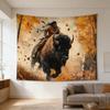 1pc Tame the Wild Oxen Tapestry Design Full of Wildness Art Wall Hanging Home Decor for Bedroom Dorm Perfect Autumn Scene Gift