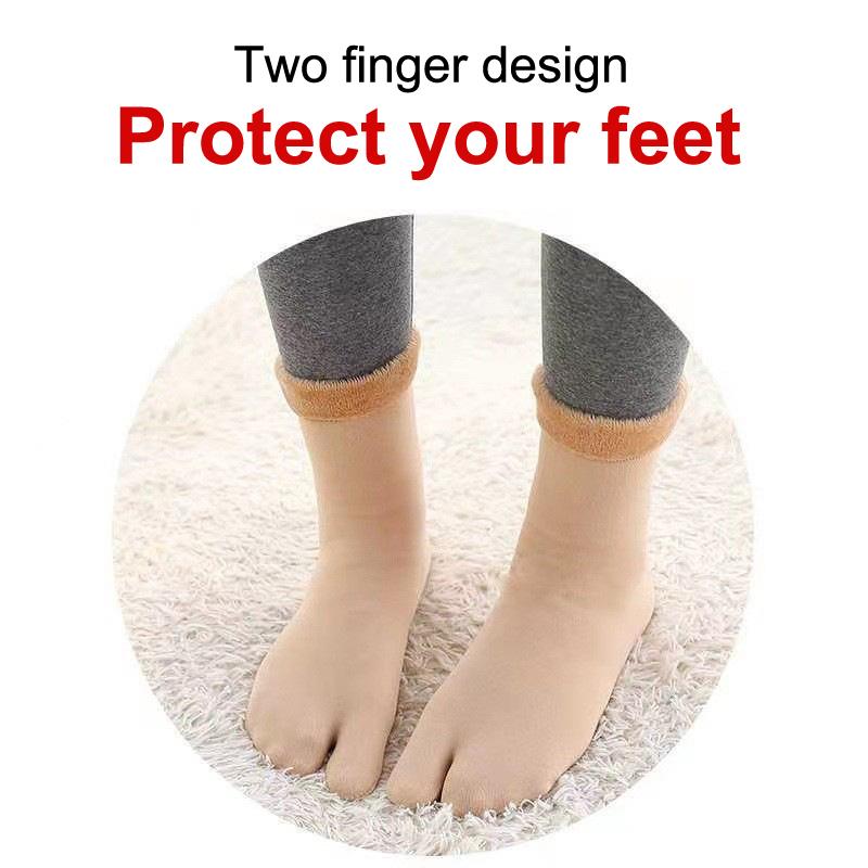 Plush Velvet Thicken Split Toe Socks Two Toe Mid-Calf Socks Winter Thermal Socks Floor Socks Japanese Tabi Socks Clogs Socks