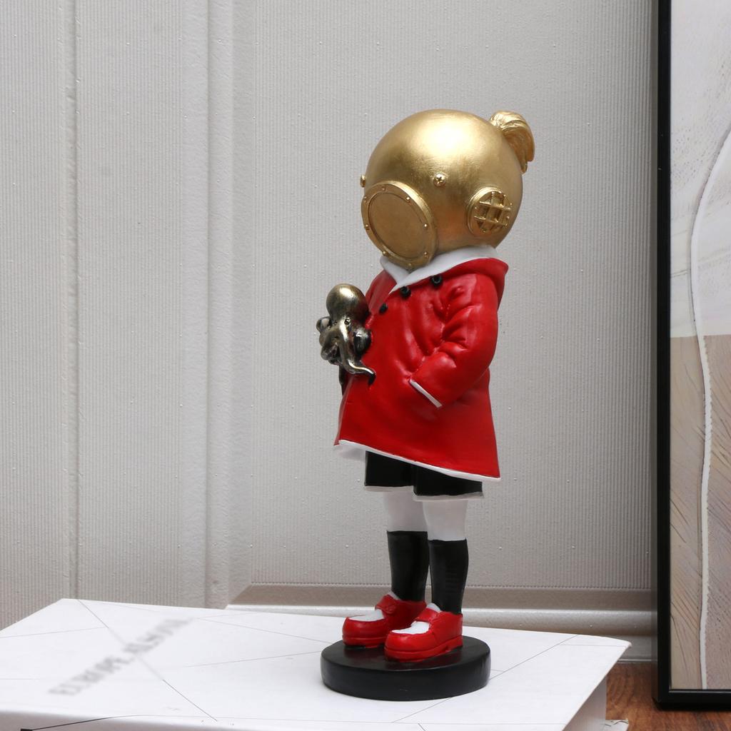 1pcs Creative Bronze Banksy DeepSea Decoration, Doodle Master Diver Loneliness & Communication Sculpture Decoration, Home Livin