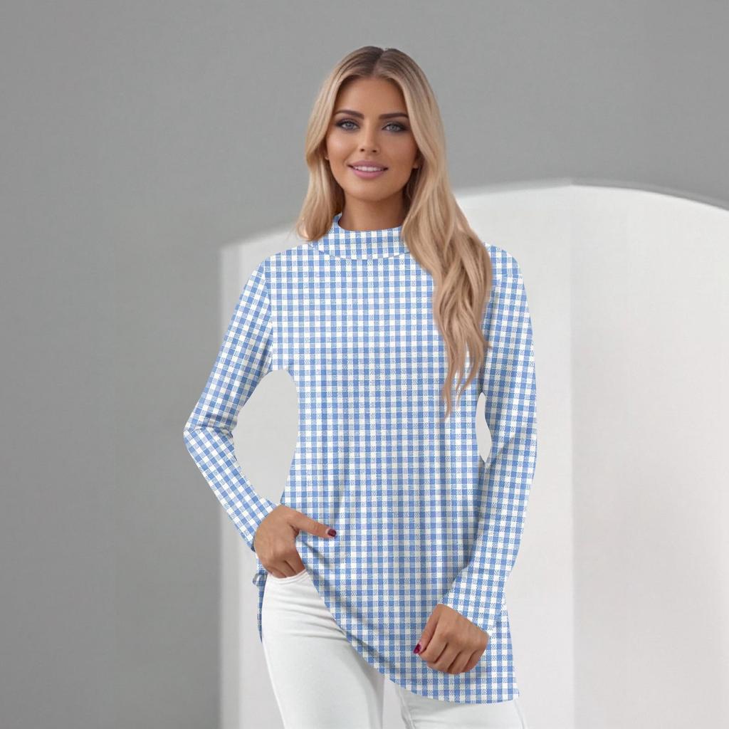 Women's Daily Casual Long Sleeve Mid Collar Top