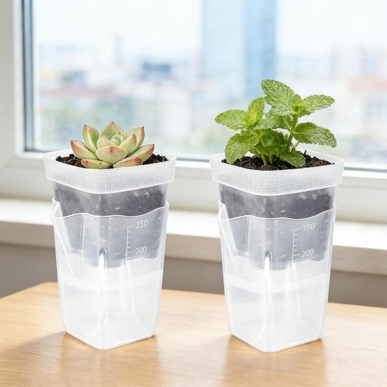 Absorbent Flower Pot with Transparent Double-Layer Design 150ml Deep Water Reservoir Adjustable Vent Humidity Dome Plant Propagation Pot