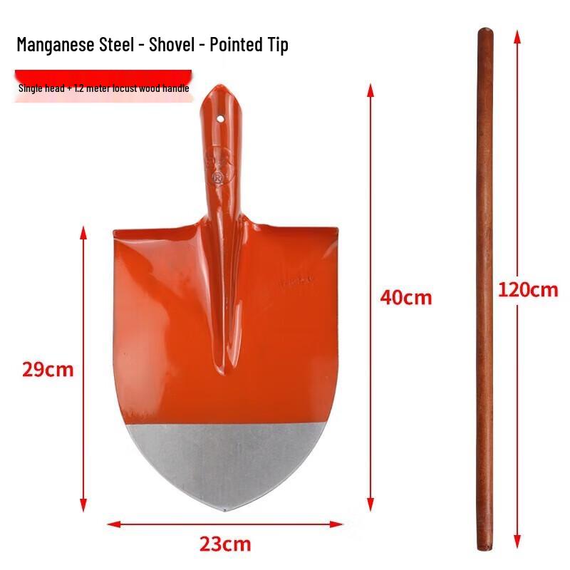 Huateng Heavy-Duty Orange Pointed Steel Shovels (10-Pack)