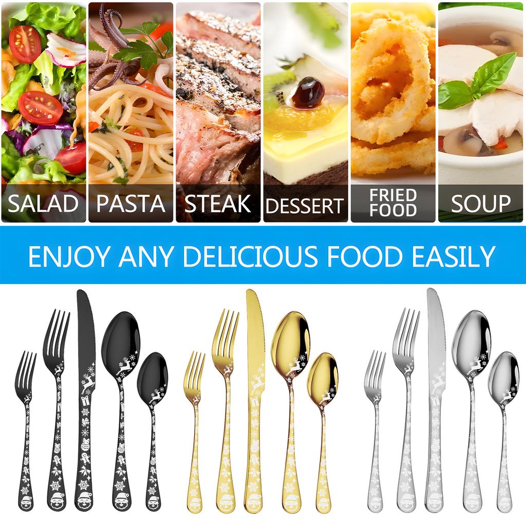 40 Piece Silverware Set Service for 5 Stainless Steel Flatware Cutlery Set with Round Edge Kitchen Utensil Set for Home