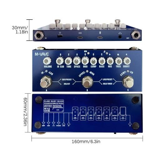 ZEYUAN CUBE BABY Portable Multi-Function Bass Composite Effect Pedal with Music Playback, Phone Recording, and Audio Interface Functions