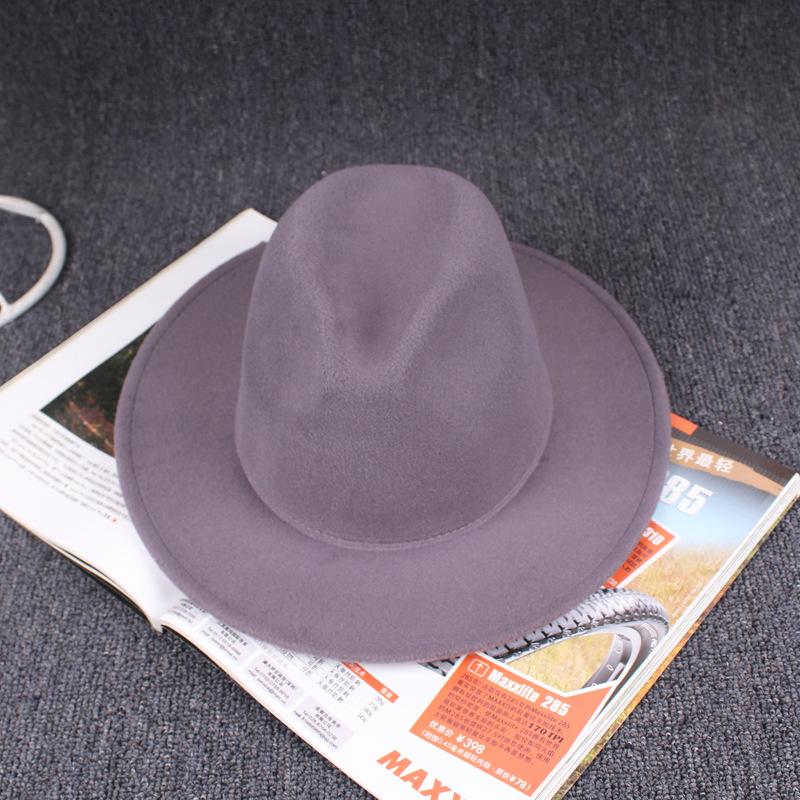 Seasonal Imitation Wool Big Edge Hat New Women'S Versatile Top Hat Outdoor Sunshade Woolen Basin Hat