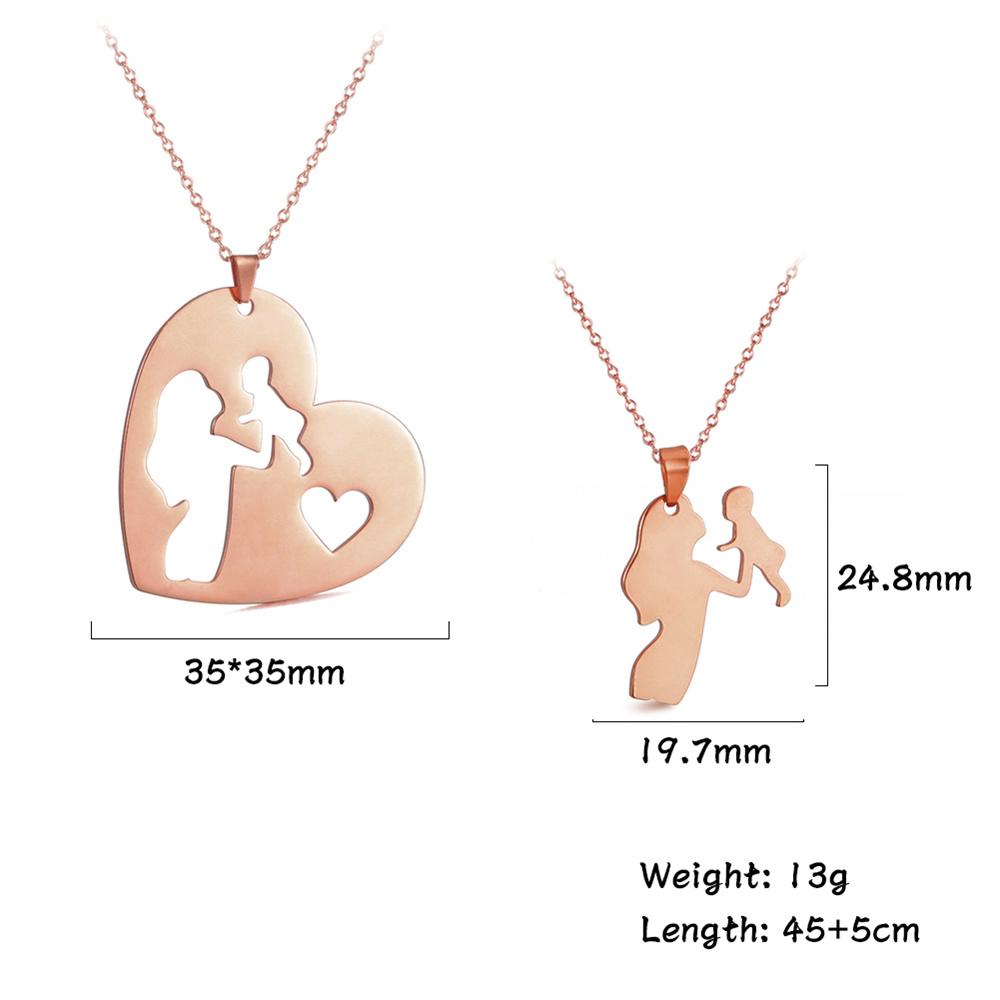 My Shape 2 Pcs/set Mother Baby Heart Pendant Necklaces for Women Daughter Son Choker Female Fashion Jewelry Mother's Day Gift