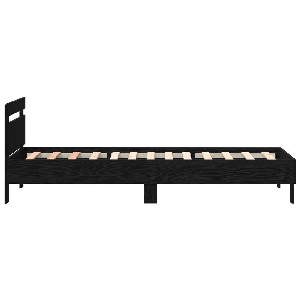 Bed Frame Black Oak Effect 75 x 190 cm Engineered Wood