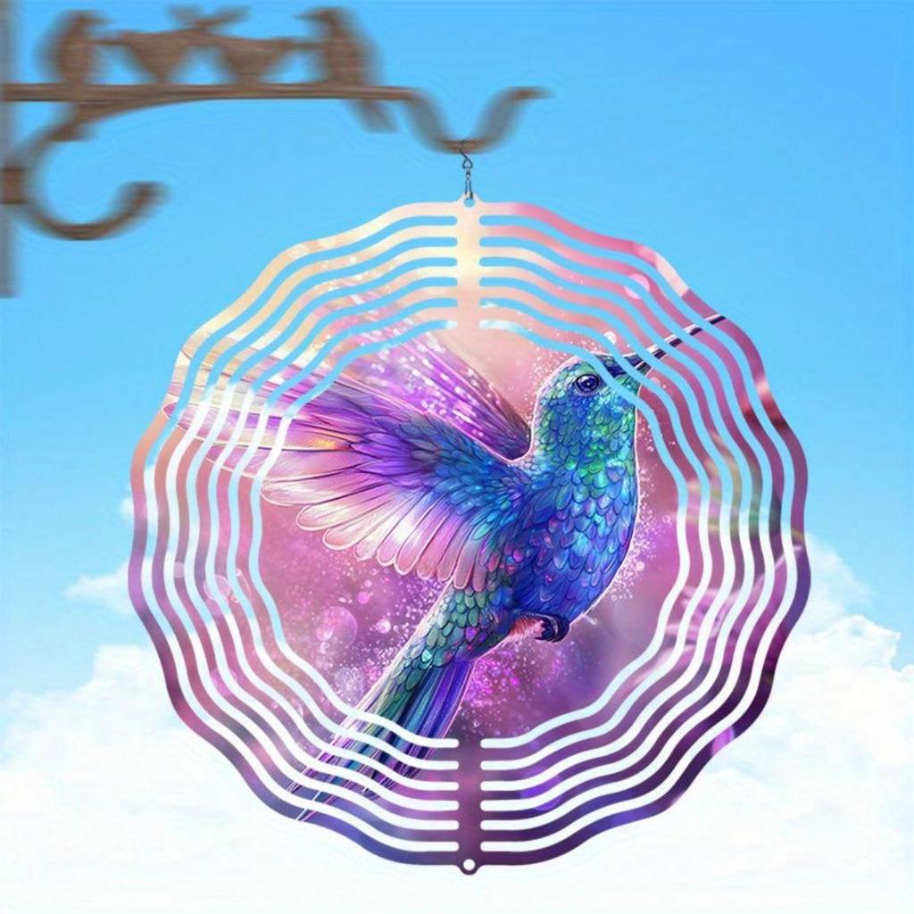 Hummingbird Wind Spinner Outdoor Garden Decor Vibrant Metal Hanging Art for Yard Patio Reflective Design Thanksgiving Decoration