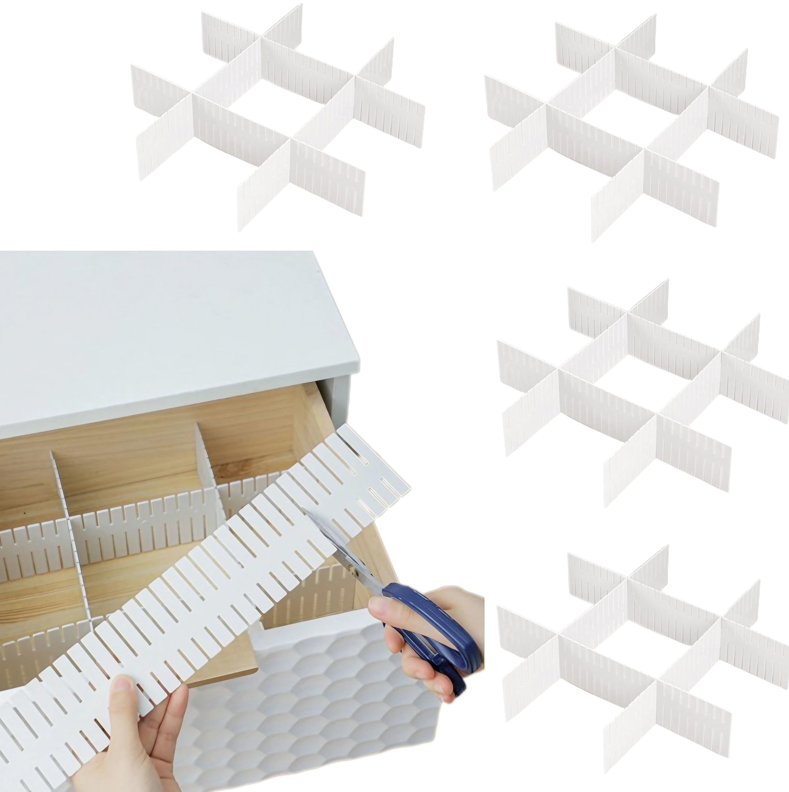 

Разделители для ящиков East Leaf, 37x7см, Белые, Набор из 16 штук, Режущиеся и настраиваемые, для организации кухни, одежды и канцелярских товаров