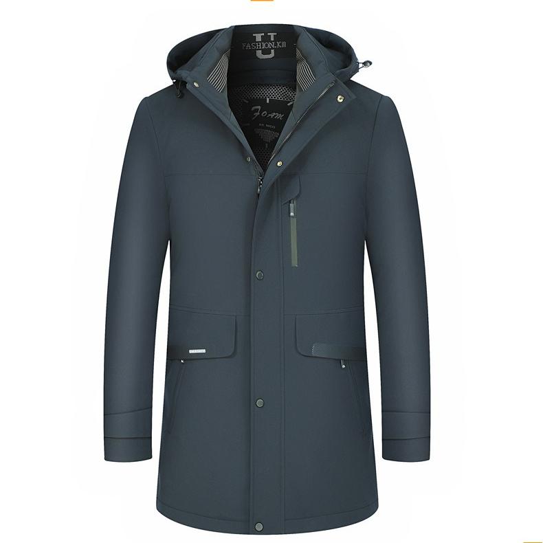 Down Jacket Men's Mid-length Winter Coat Men's Fitted Cotton-padded Jacket with Thick Coat Made of Goose Down