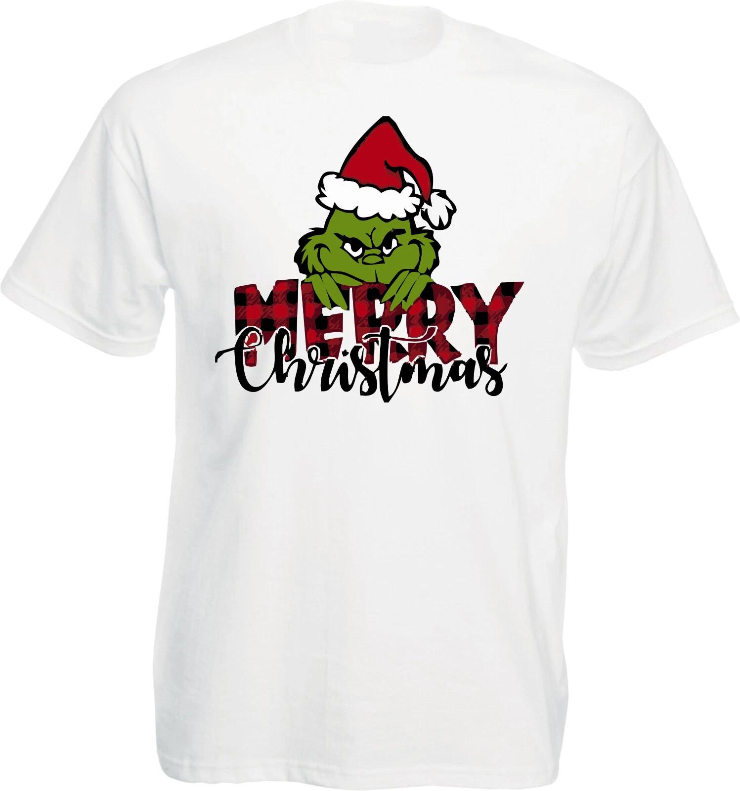 Grinch Merry Christmas 100% Cotton T-shirt Mens Tees Top,Gift for Grinch Lovers Unisex Adults Tee Top XL