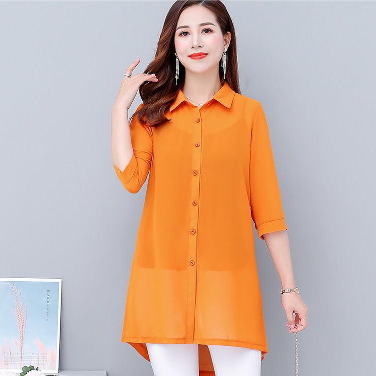 Camicie in chiffon Cardigan da donna di media lunghezza con maniche a tre quarti di grandi dimensioni Protezione solare esterna