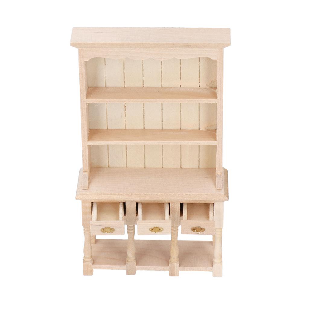 Dollhouse Bookshelf 1 12 Scale 3 Layer Drawer Design Classic Pure Colors DIY Coloring Miniature Bookcase for Gift