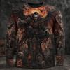 Autumn and Winter Men's Skull 3D Printed Crew Neck Long Sleeve T-Shirt