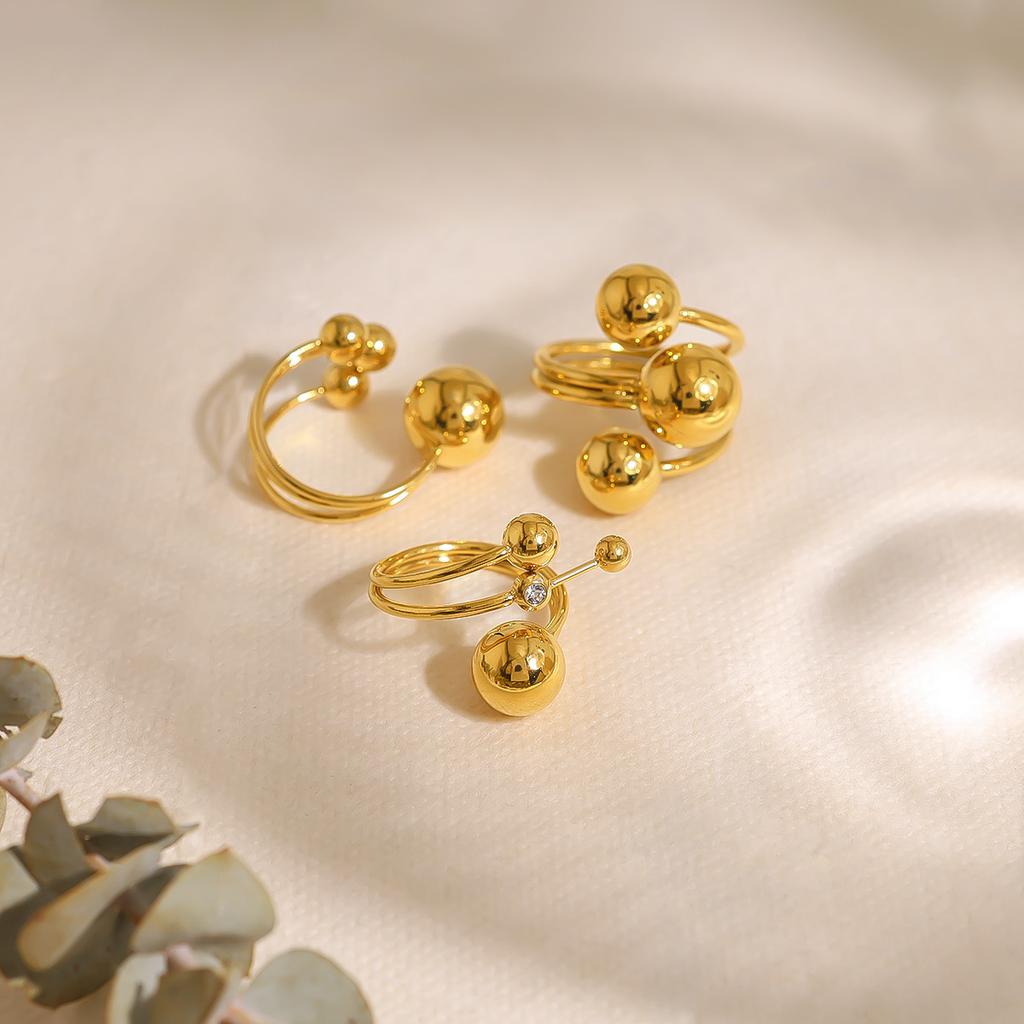 Stainless Steel Spherical Ring Geometric Personality Exaggerated Titanium Steel Ring Wind