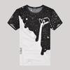 Trendy Mens Fashion Milk Poured Pattern Printed Short Sleeve Round Neck T-shirt