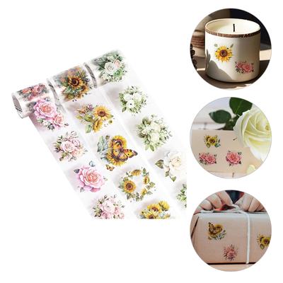 3Rolls Flower Stickers Scrapbooking Decorative Tape Aesthetic Masking Tape for Scrapbooking Journal Photo Album Notebook