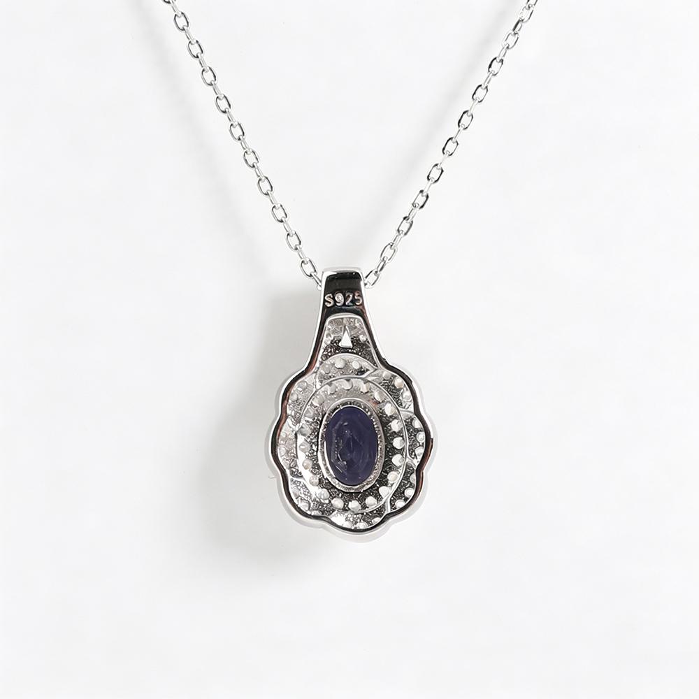 Raro Prezioso Naturale lolite Argento Sterling 925 collana ciondolo pietre preziose gioielli raffinati per Anniversario proposta regalo da donna
