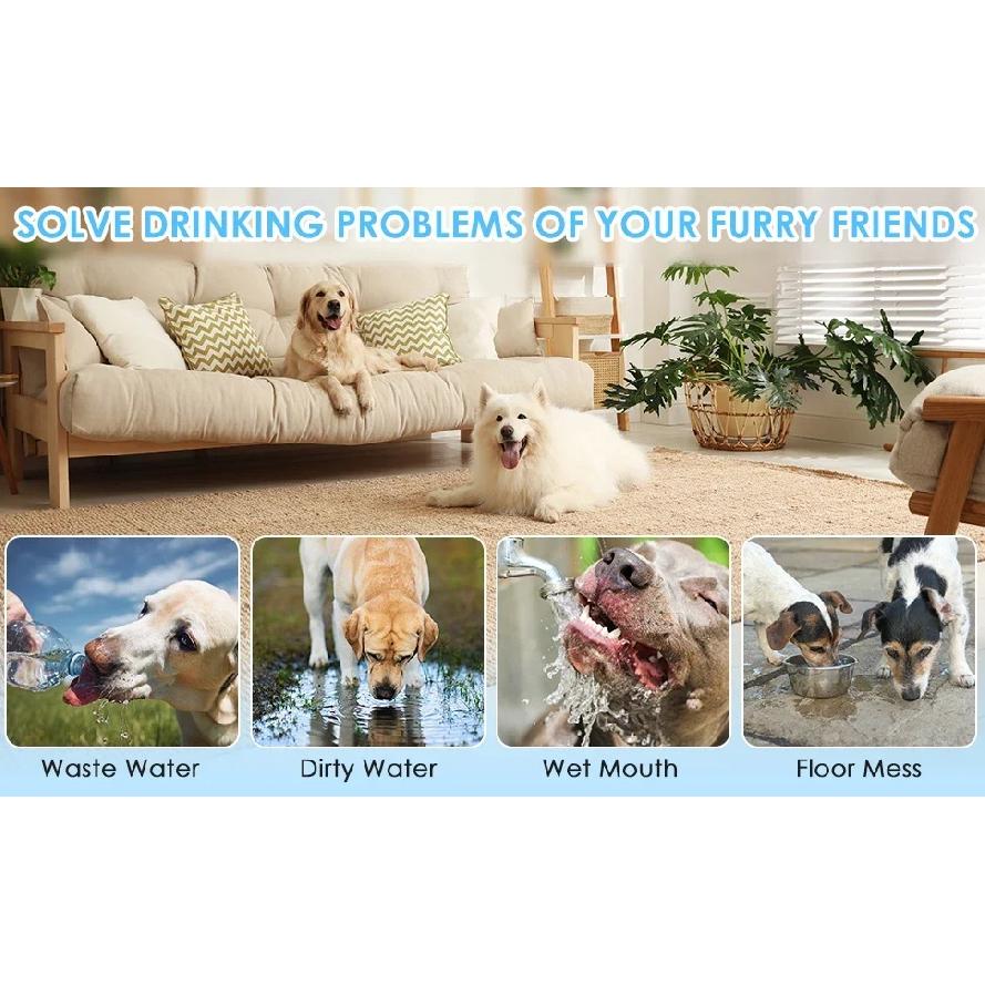 2L Spill Proof Pet Dog Cat Water Bowl Reduce Refill, Anti Splash No Mess Dispenser Dripless Slow Drinking Water Bowl