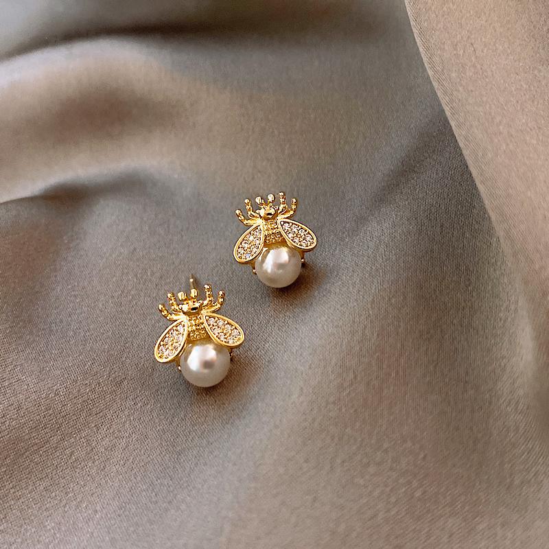 2025 Silver Needle Zircon Pearl Earrings: French Retro Light Luxury Studs for Women