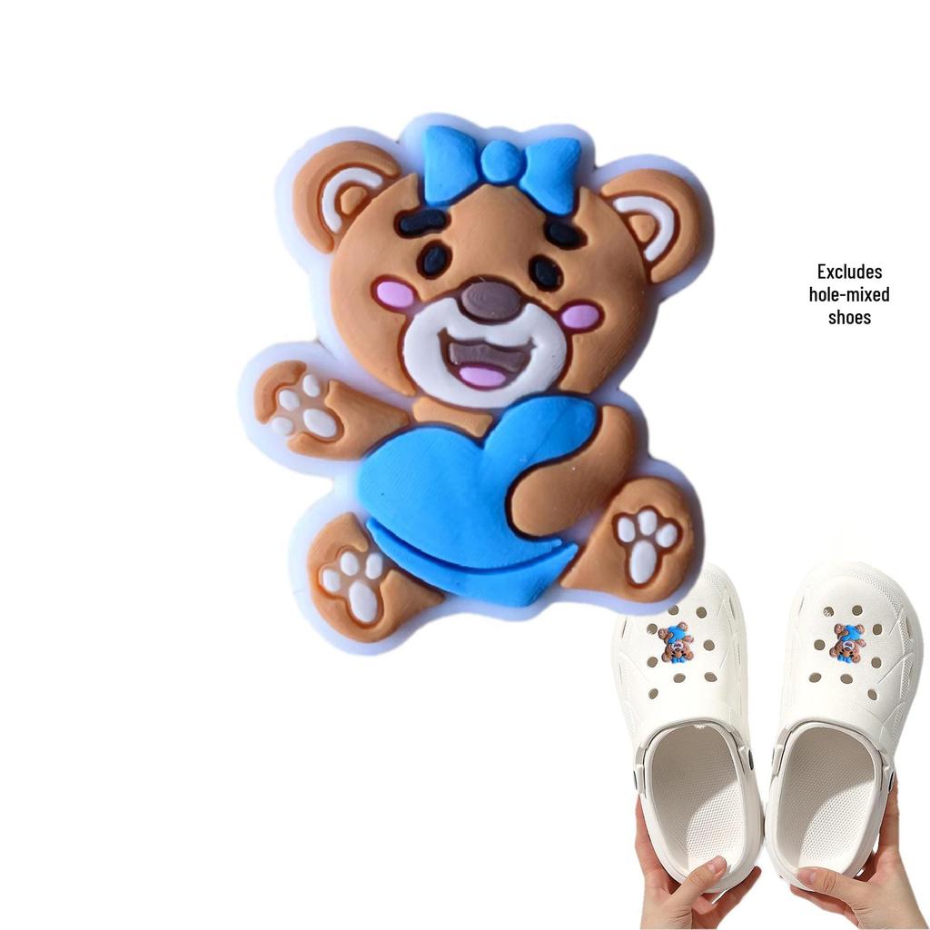 Blue Cartoon PVC Shoe Buckle: Cute Detachable Ornament for Hole Shoes