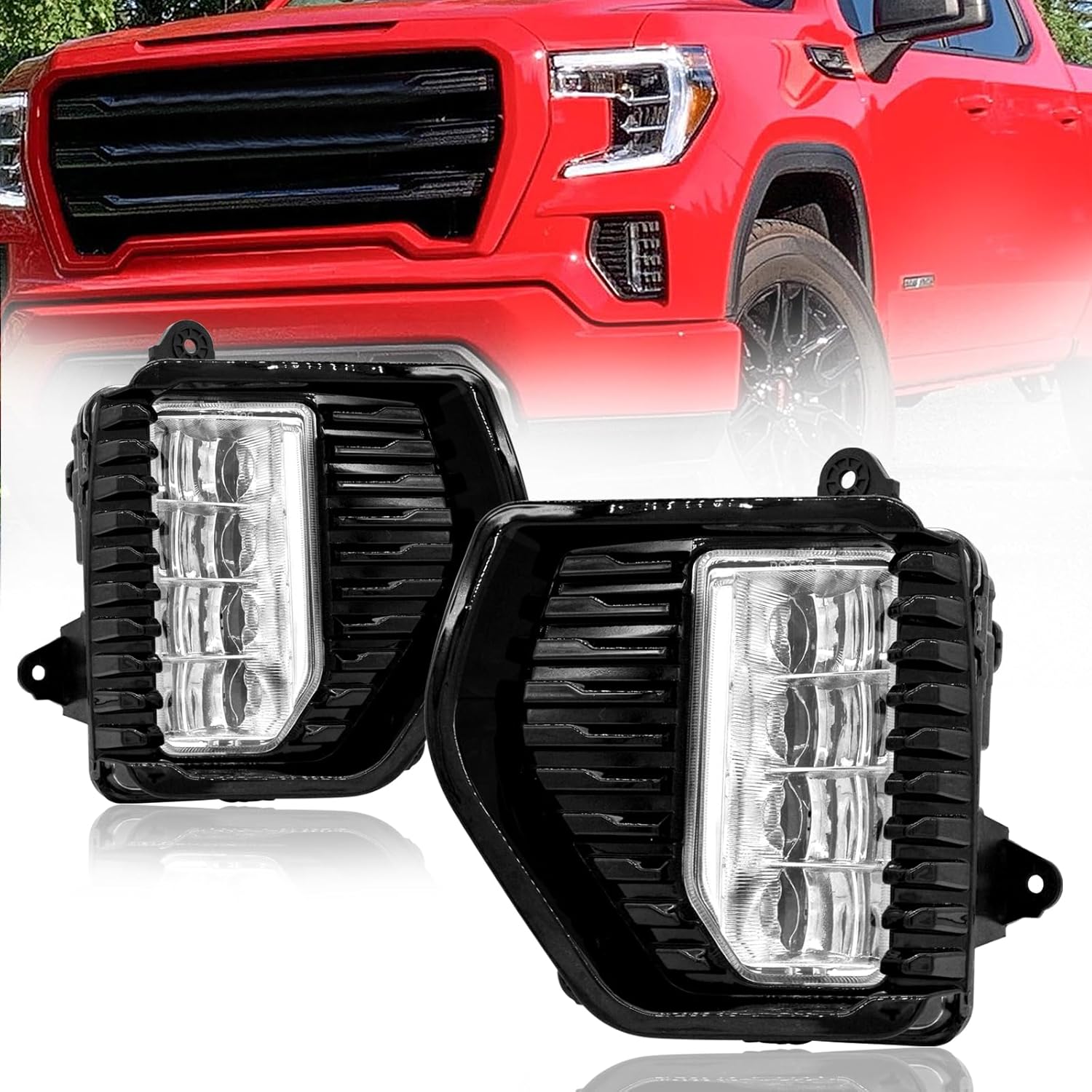 

LED Fog Lights for GMC Sierra 2019 2020 2021 2022 Bumer Driving Fog Lamps Assembly Replacement Kit DOT Certified (1 pair) 6500K білий