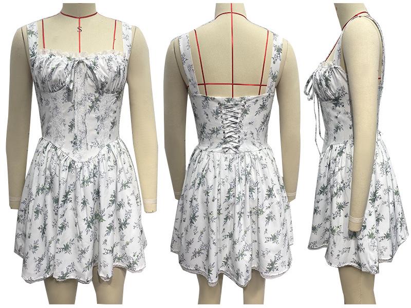 Frühling/Sommer 2025 Europäisches & Amerikanisches Damen-Mini-Kleid mit Spitze und Taillenbetonung