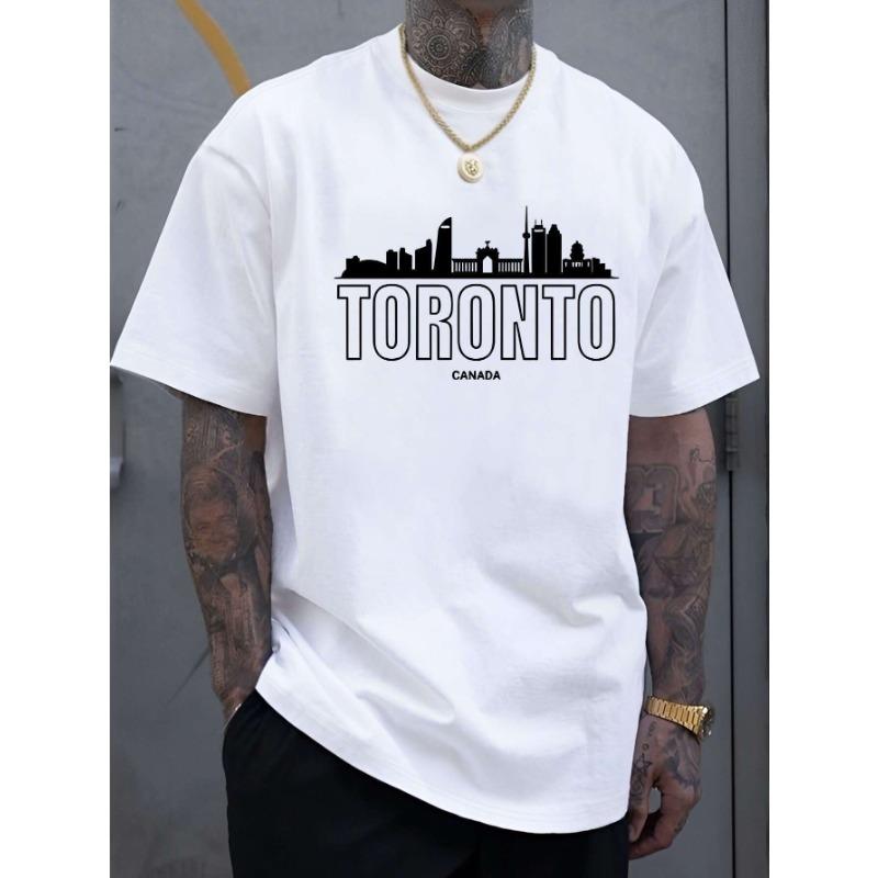 

Mens Toronto Canada Pattern Tshirt Fashionable casual short sleeved shirt with iconic skyline print suitable for summer travel 4XL
