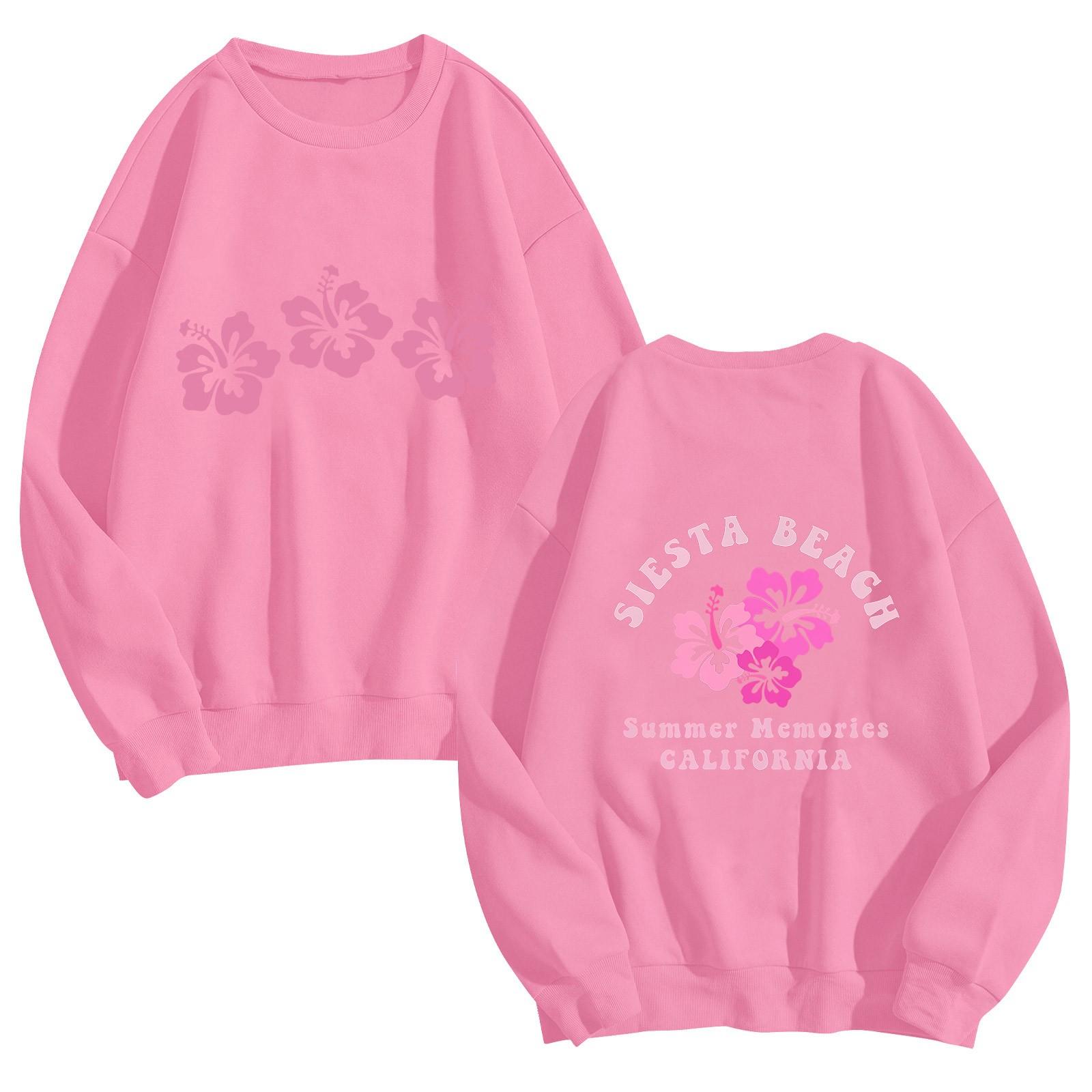 

Женская мода повседневная однотонная блузка с длинным рукавом и круглым вырезом XL розовый