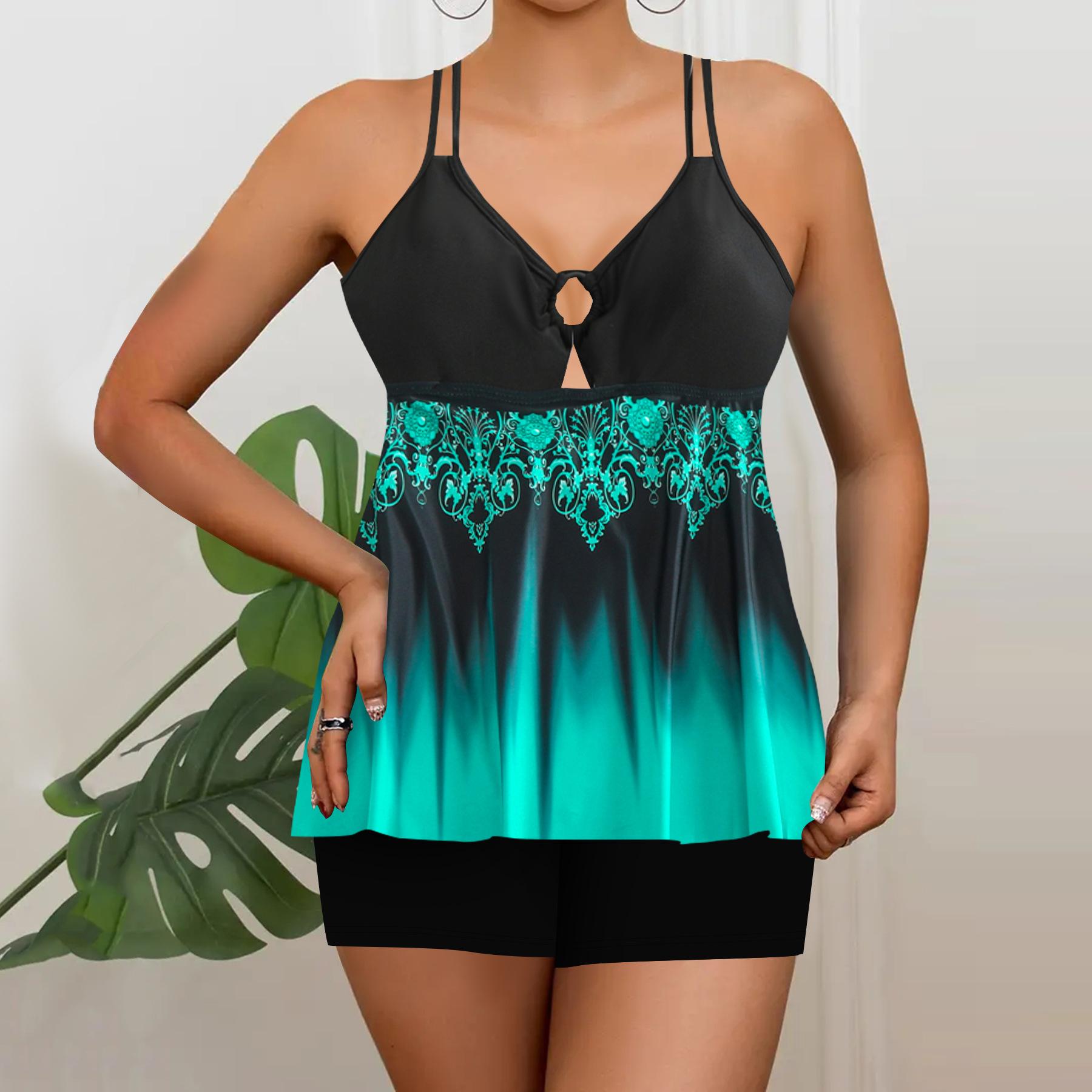 

New conservative swimsuit women s skirt split women s swimsuit 5XL чорний
