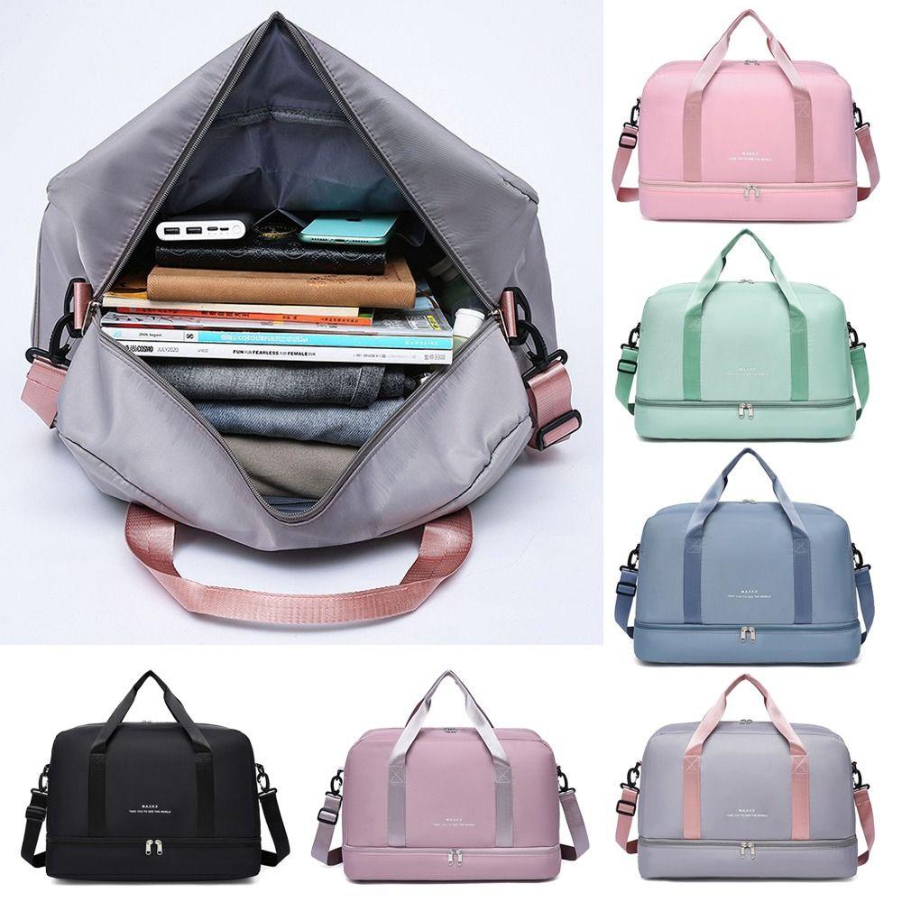 Large Capacity Sports Bag Adjustable Shoulder Strap Dry and Wet Gym Bag Multifunctional Solid Color Duffle Bag Weekend Use