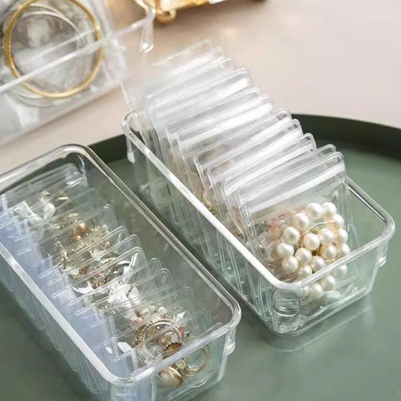 10Pcs Transparent PVC Jewelry Pouches Zip Storage Bag For Earring Necklace Jewelry Anti-Oxidation Display Packaging Bags