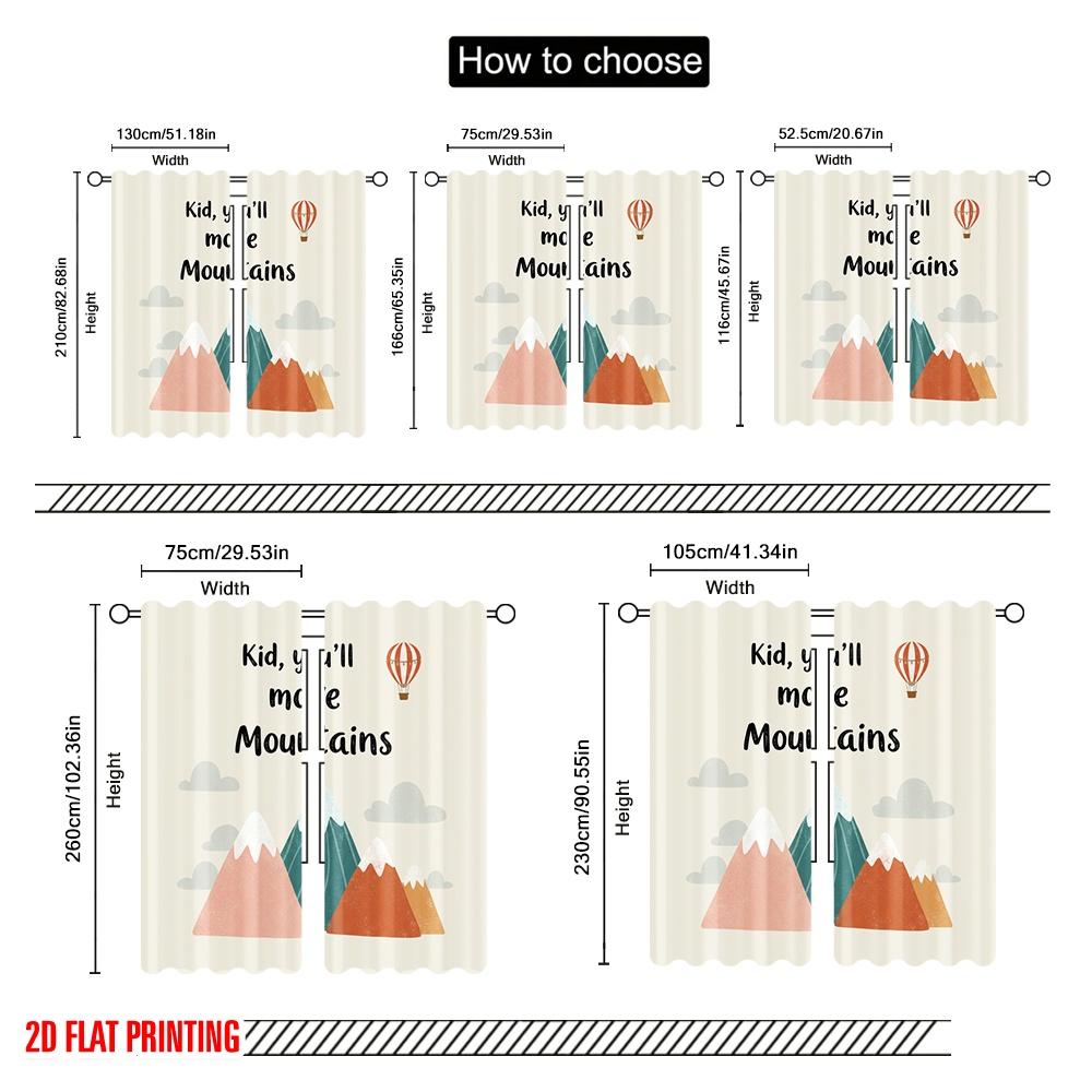 2pcs 2D Flat Printing Window Curtains Inspirational Mountains Adventure Quote Polyester Without Electricity Seasonal Party &