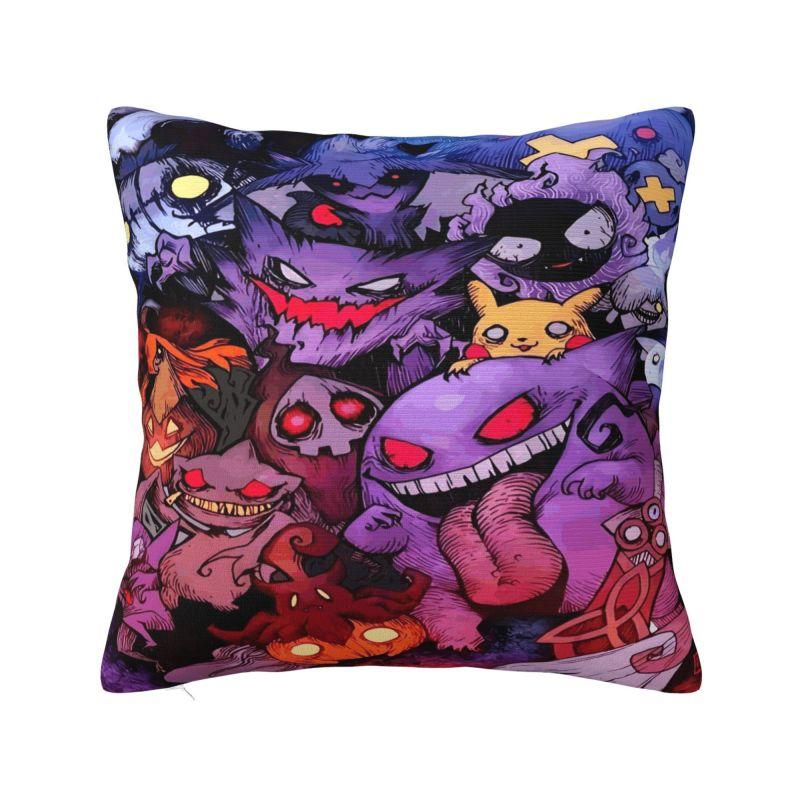 Custom Monster Ghost Gengar Pillow Case 45x45cm Anime Cartoon Chair Cushion Cover Square Pillowcase