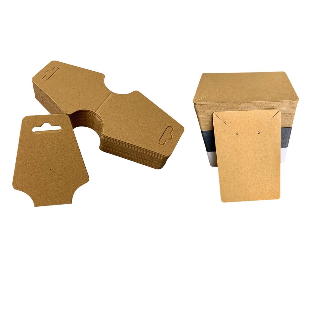 200 Pcs Necklace Display Cards Retro Thick Blank Kraft Paper Tag for Displaying Earring Bracelets Jewelry Stores