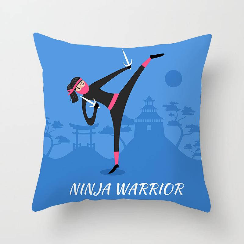 Japanese Ninja Character Digital Single-sided Printing Sofa Pillow Cushion Cover Home