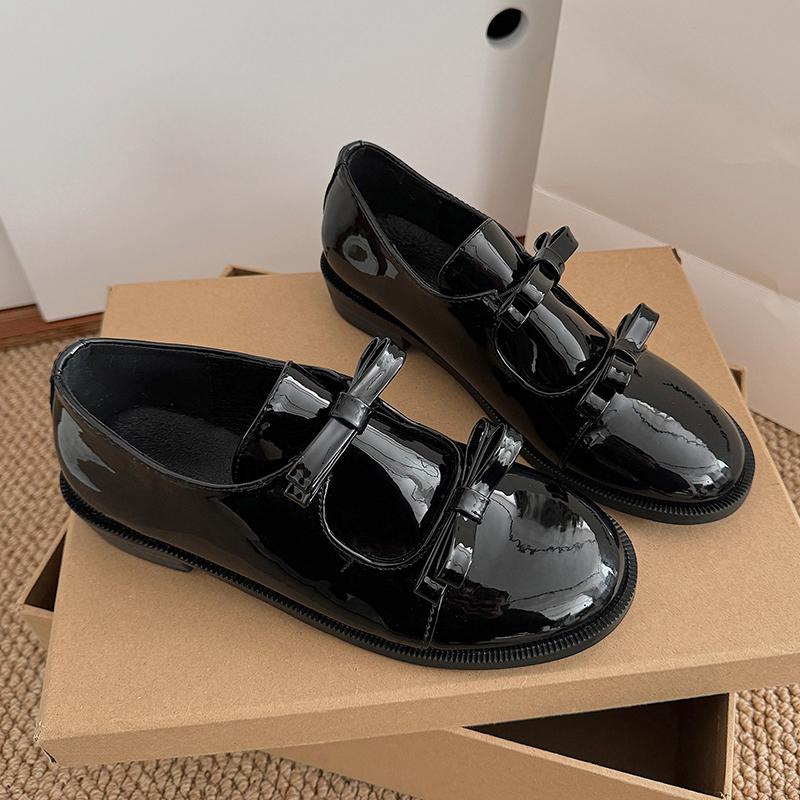 Fashion Spring New Single Shoes Women Fashion Round Head Deep Mouth Butterfly Knot Soft Sole Waterproof Non-slip Low-top Shoes