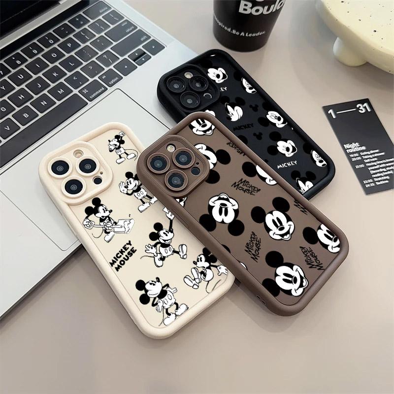 Mickey Mouse Cartoon Black White Phone Case For iPhone 17E 11 12 13 14 15 16 17 Pro Max Fundas 17 Air Plus 16e 13Mini Back Cover