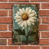 1 Piece, Painted Metal Signage White Daisy Wall Decoration Signage Tinplate Metal Signage for Home Bar Bar Club Cafe Living Room